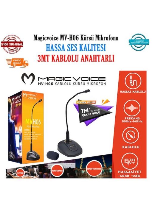 MAGİC VOİCE MV-H06 HASSAS KABLOLU KÜRSÜ MİKROFONU (İKAZ BOYU 43CM)