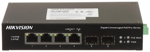 HIKVISION DS-3T0506HP-E/HS 4 PORT GIGABIT PoE SWITCH